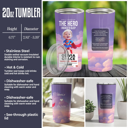Personalized Supergirl Baby Tumbler – Custom CNN Breaking News Gift for Moms & Daughters